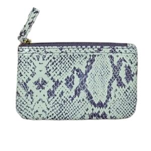 Estee Lauder Snakeskin Zipper Top Mini Open Pouch Wallet Coin Purse Purple White